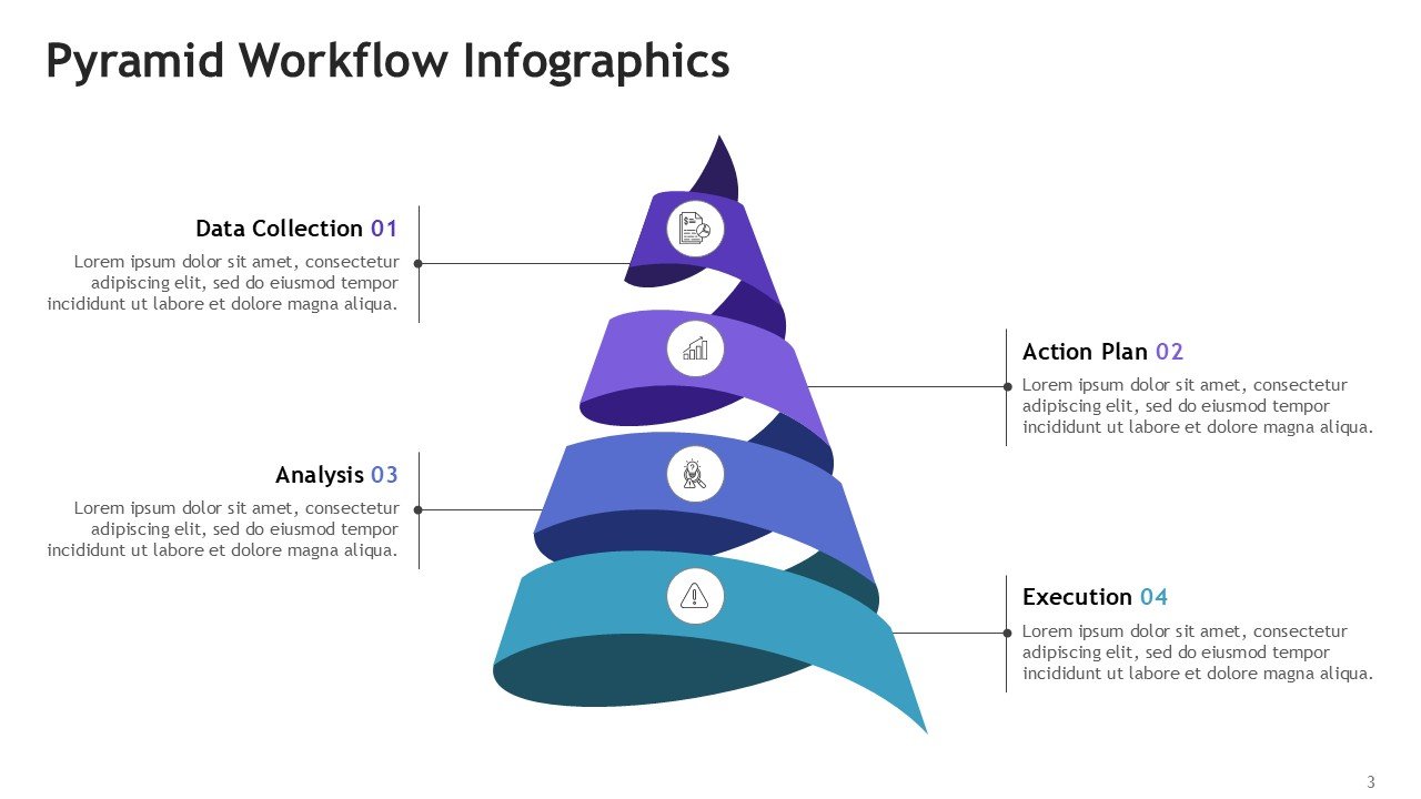 Pyramid Workflow Infographics Fully Customizable PPTX