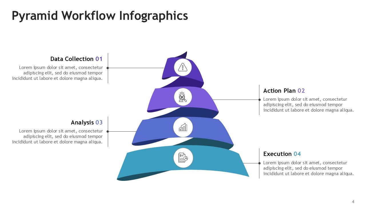 Pyramid Workflow Infographics Fully Customizable PPTX