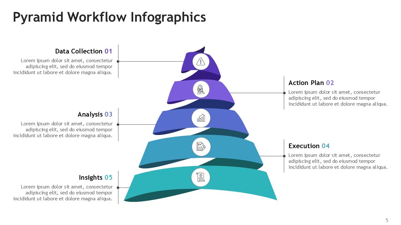Pyramid Workflow Infographics Fully Customizable PPTX