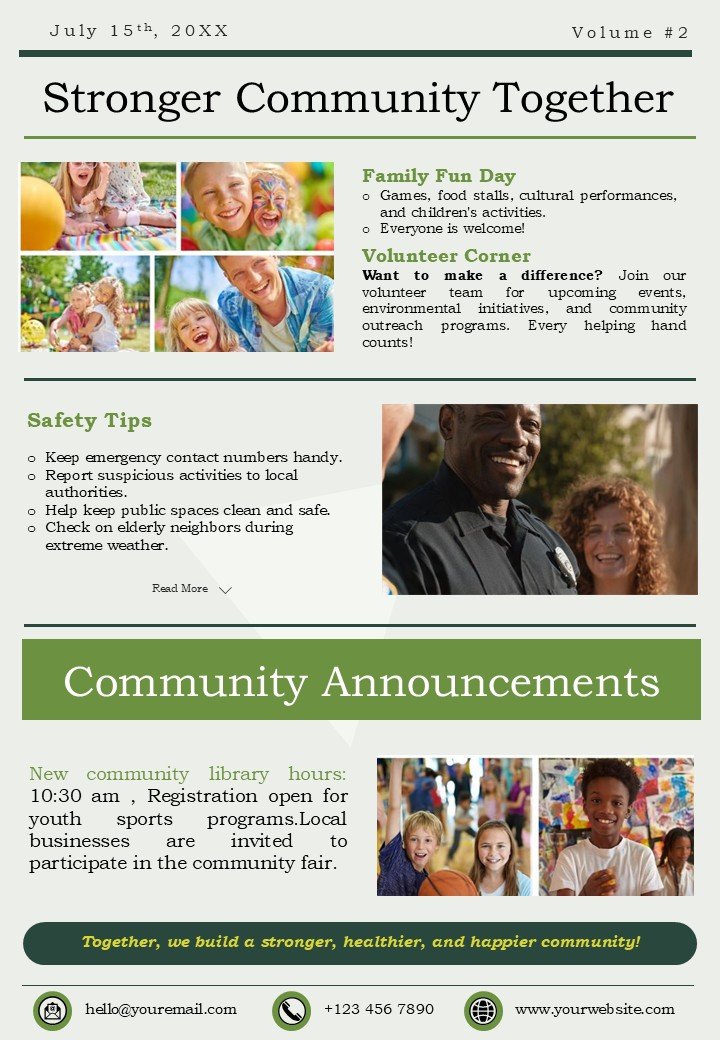 Community Newsletter A4 PPT PowerPoint and Google Slides
