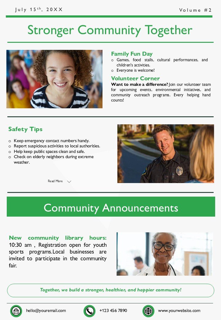 Community Newsletter Non Profit A4 PPT PowerPoint and Google Slides
