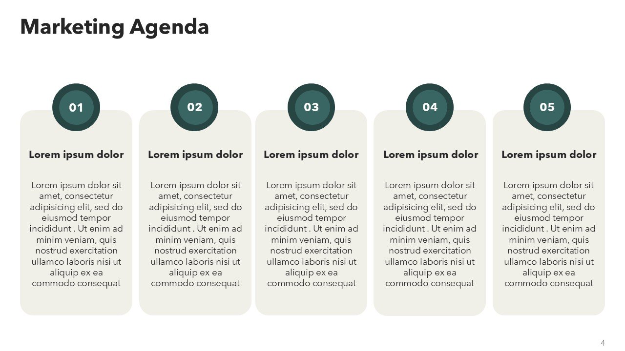 Free Daintree color Marketing Agenda Presentation PowerPoint and Google Slides