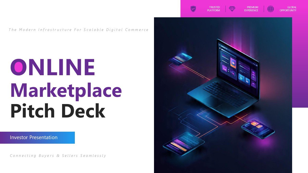 Online Marketplace Pitch Deck PPT Template and Google Slides