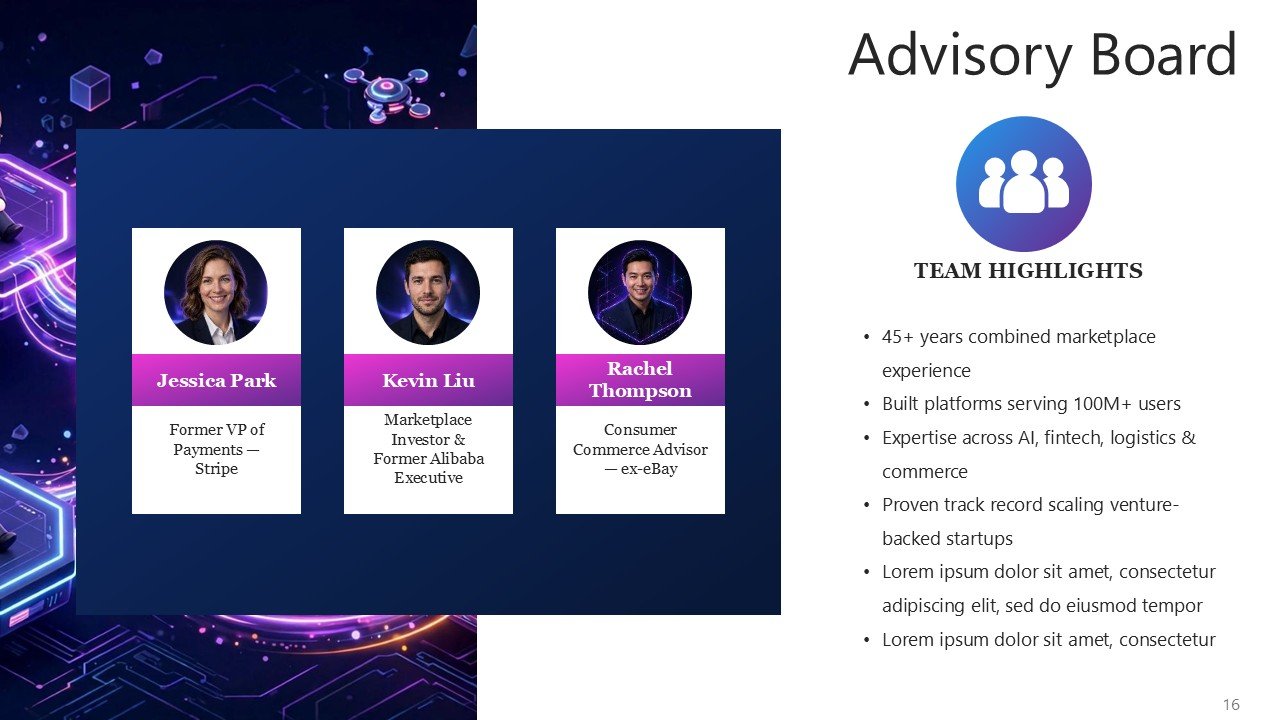 Online Marketplace Pitch Deck PPT Template and Google Slides