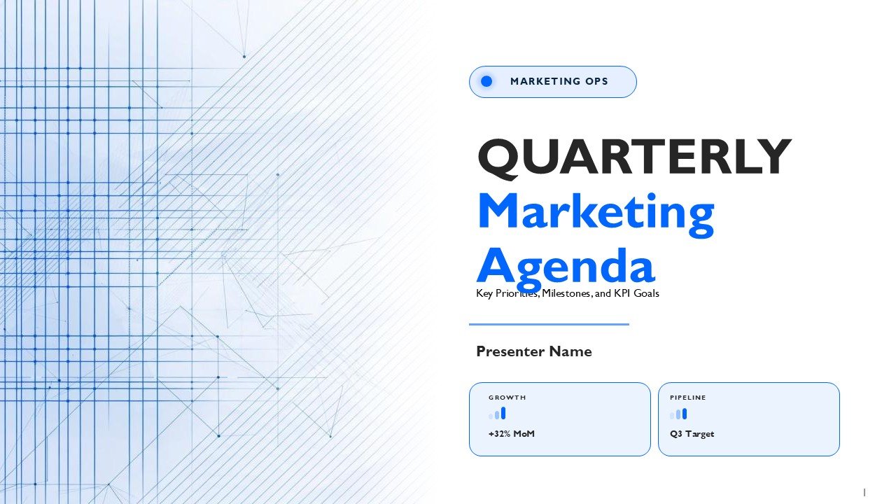 Quarterly Marketing Agenda PPT Template and Google Slides