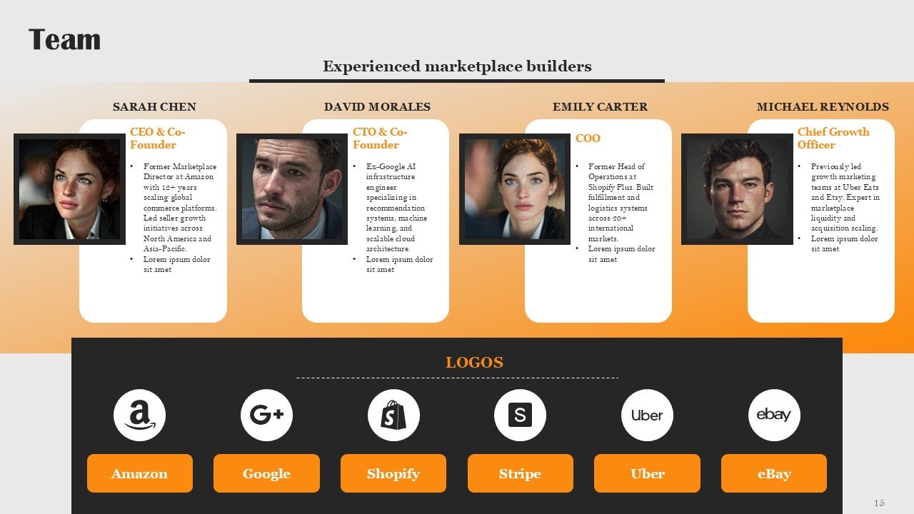 Startup Marketplace Pitch Deck PPT Template and Google Slides