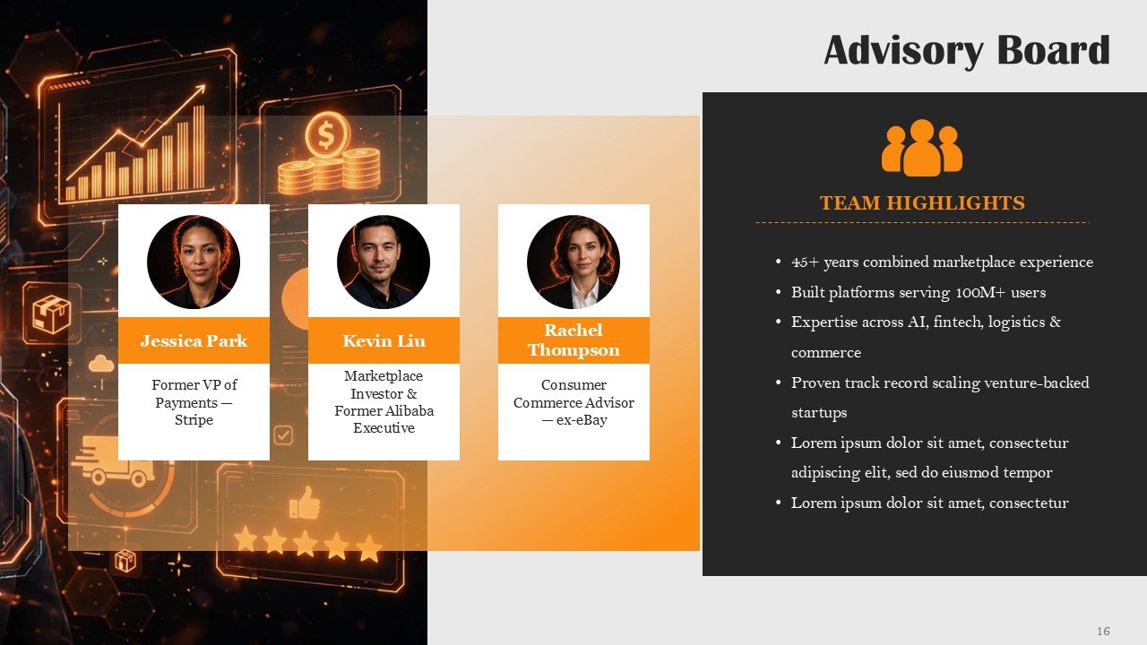 Startup Marketplace Pitch Deck PPT Template and Google Slides