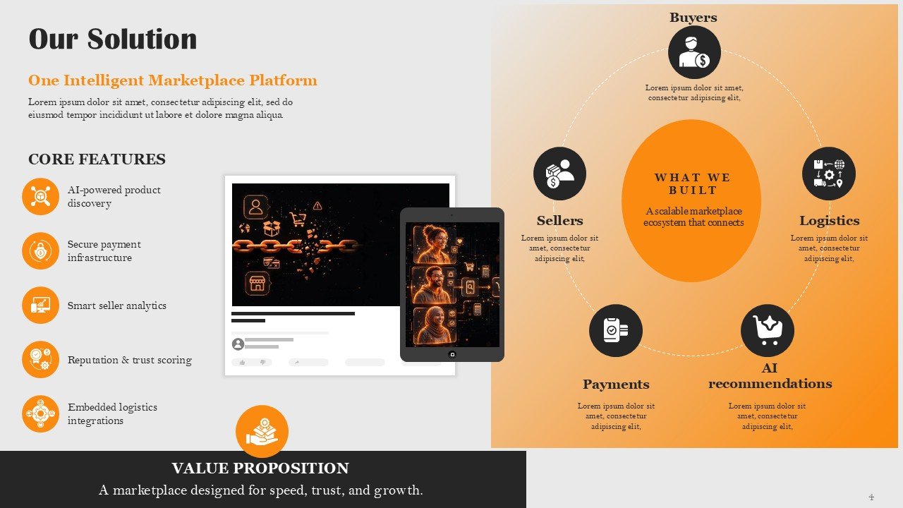 Startup Marketplace Pitch Deck PPT Template and Google Slides
